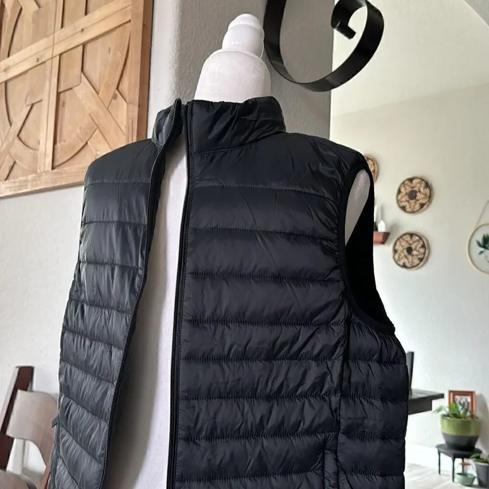 Amazon Essentials Puffer Back Vest Lightweight Mocked M Zip Up Water Resistant